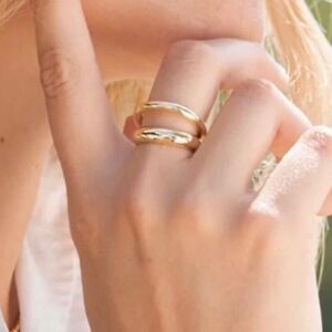 NWT Loren Stewart X Curateur Women’s 14k Gold Plated Deux Open Band Ring. Size 7